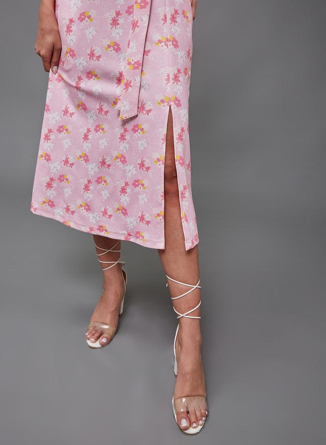 Styli Floral Wrap Midi Dress - Image 5