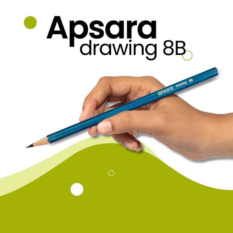 Apsara Apsara Assorted Drawing Pencils Six Distinctive Grades Hb 2b 4b 6b 8b 10b Impregnated Lead Smooth Consistent Lines Includes Nondust Eraser for Artists Pack of 6  - Image 2
