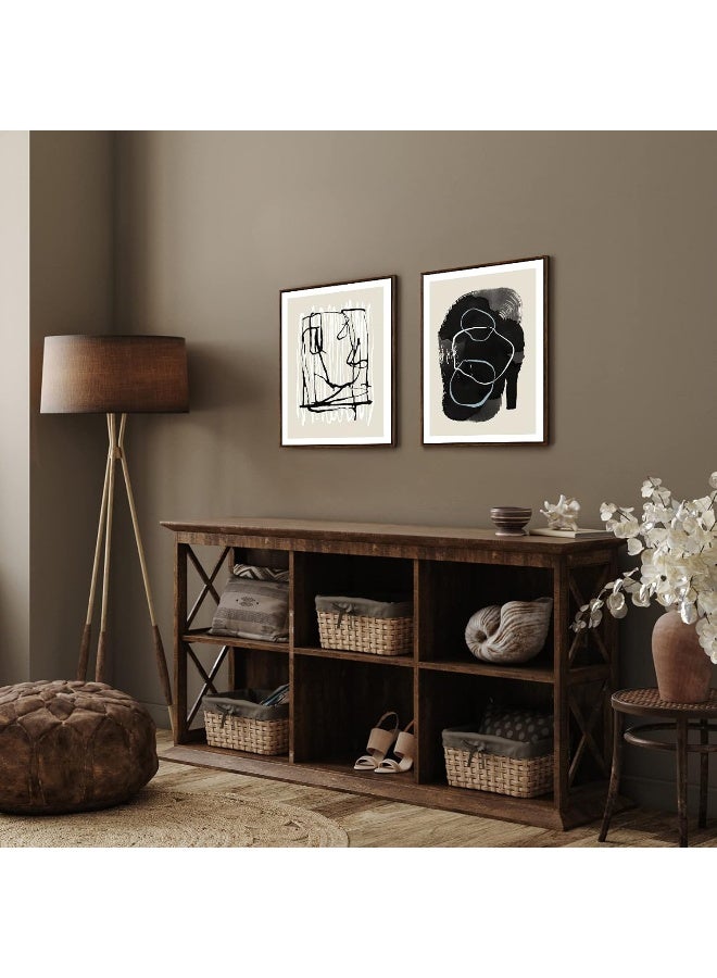 GULETHUN Canvas Wall Art for Living Room Bathroom Wall Decor, Artwork Canvas Prints Line Abstract Ink Painting Modern Framed Office Home Decorations Family Picture,12" x 16" 2 Pieces - Image 5