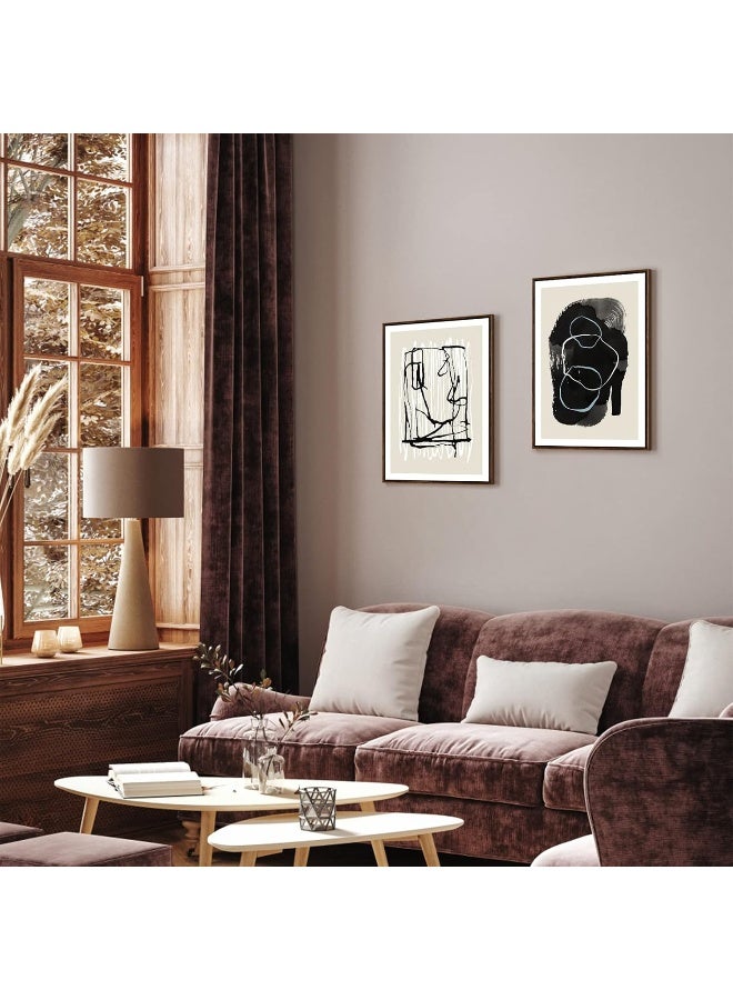 GULETHUN Canvas Wall Art for Living Room Bathroom Wall Decor, Artwork Canvas Prints Line Abstract Ink Painting Modern Framed Office Home Decorations Family Picture,12" x 16" 2 Pieces - Image 3