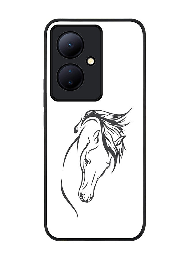 Stylizedd Rugged Black edge case for Vivo V29 Lite, Slim fit Soft Case Flexible Rubber Edges Anti Drop TPU Gel Thin Cover- ArabStallion Strut - Image 1