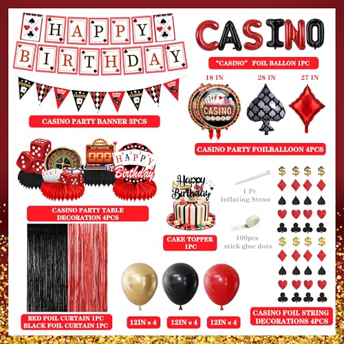 jenlion Casino Theme Party Decorations casino party decorations Las Vegas birthday Decorations Casino String Decorations Casino birthday Honeycomb Centerpieces casino night decorations for men - Image 5