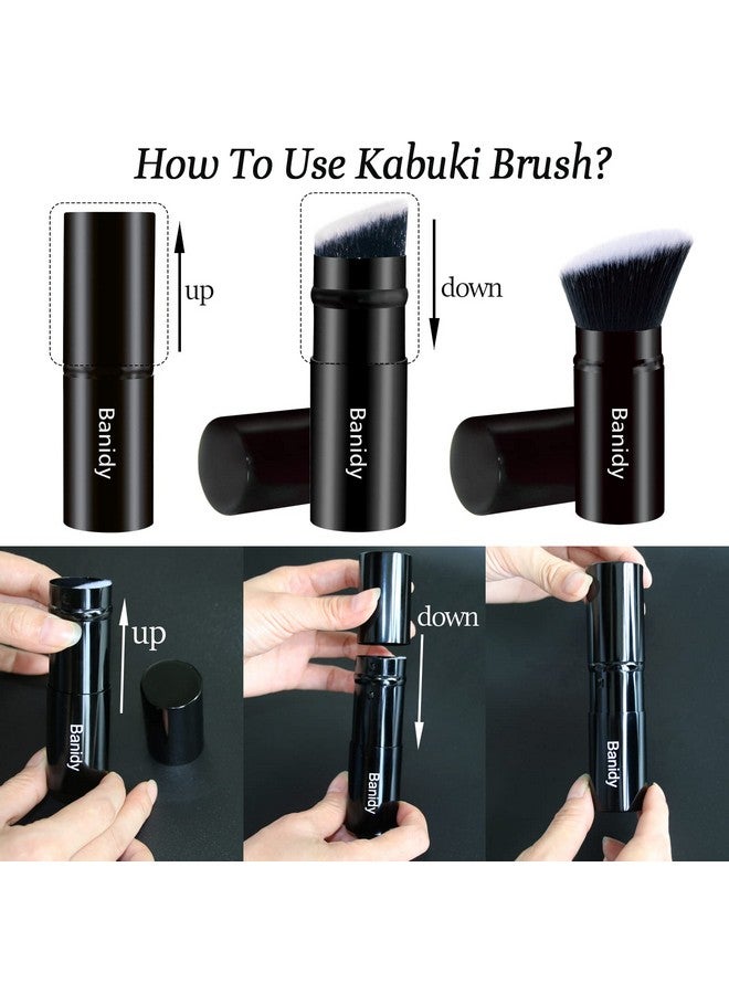 Banidy Makeup Brush Kabuki Face Brushes Retractable Travel Blush Kabuki Brush Portable Flawless for Foundation, Powder Blush, Bronzer, Buffing, Liquid, Cream, Cruelty Free with Cover(1PCS) - Image 4