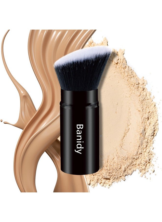 Banidy Makeup Brush Kabuki Face Brushes Retractable Travel Blush Kabuki Brush Portable Flawless for Foundation, Powder Blush, Bronzer, Buffing, Liquid, Cream, Cruelty Free with Cover(1PCS) - Image 1