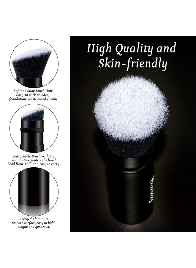 Banidy Makeup Brush Kabuki Face Brushes Retractable Travel Blush Kabuki Brush Portable Flawless for Foundation, Powder Blush, Bronzer, Buffing, Liquid, Cream, Cruelty Free with Cover(1PCS) - Image 3