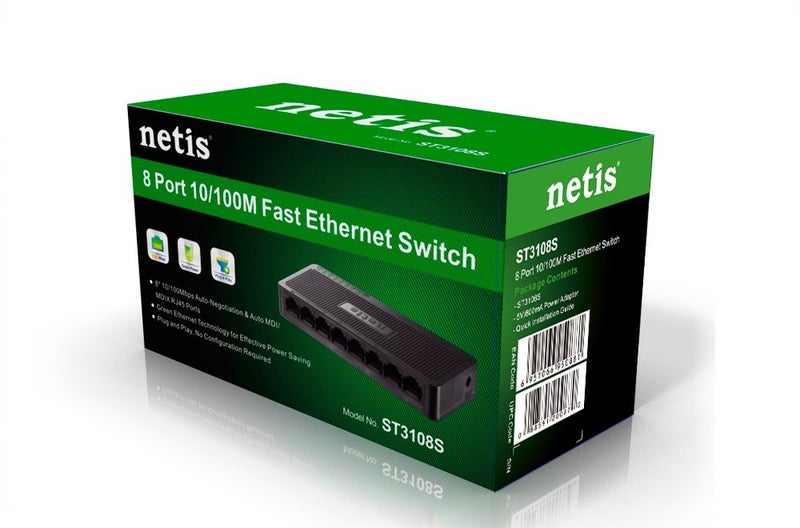 Netis 8 Port 10/100Mbps Fast Ethernet Switch | Desktop Ethernet Splitter, Hub, Plug and Play, Traffic Optimization Auto-Negotiation RJ45 Ports with Compact Design - Image 4