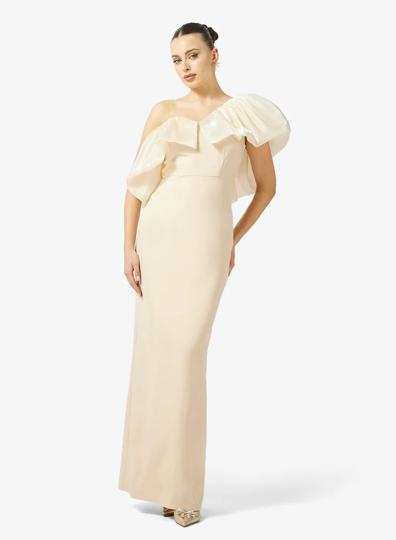 Namshi x  One Shoulder Ruffle Detail Evening Gown for Women | Best Price UAE