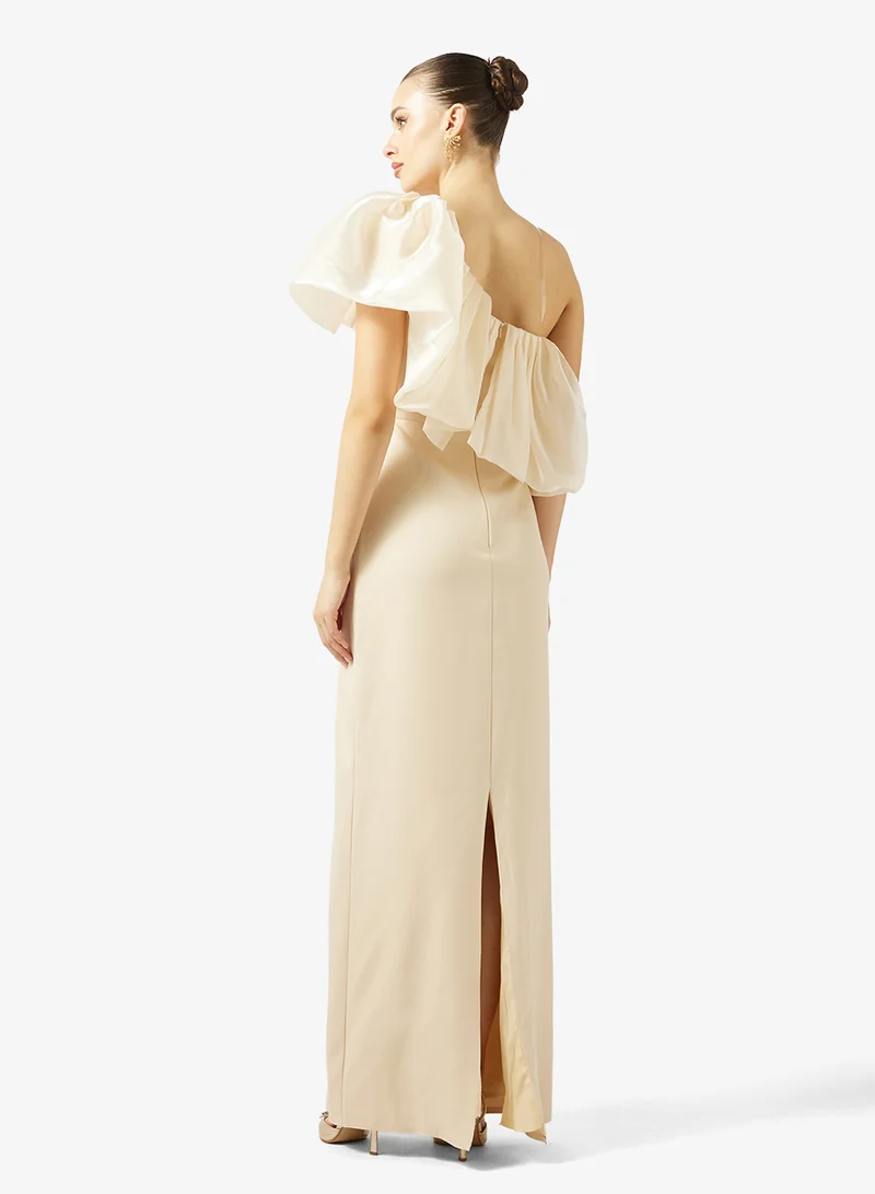 Namshi x  One Shoulder Ruffle Detail Evening Gown for Women | Best Price UAE