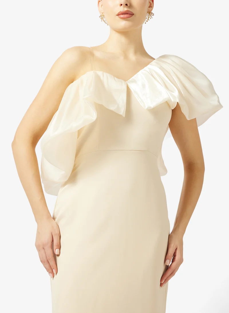 Namshi x  One Shoulder Ruffle Detail Evening Gown for Women | Best Price UAE