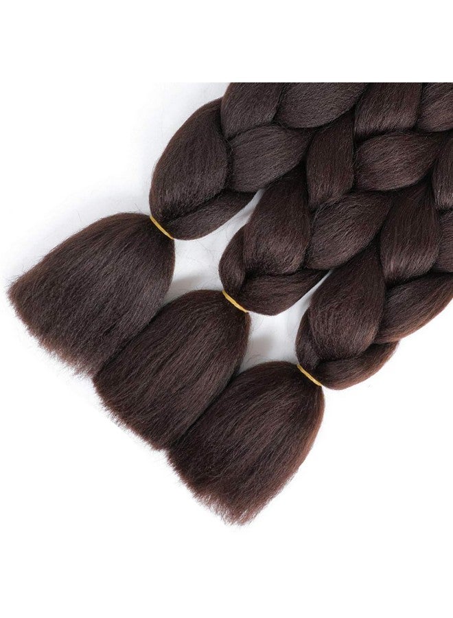 SuCoo Jumbo Braiding Hair Extensions High Temperature Fiber Crochet Twist Braids With Small Free Gifts 24inch 3pcs/lot(Dark Brown) - Image 5