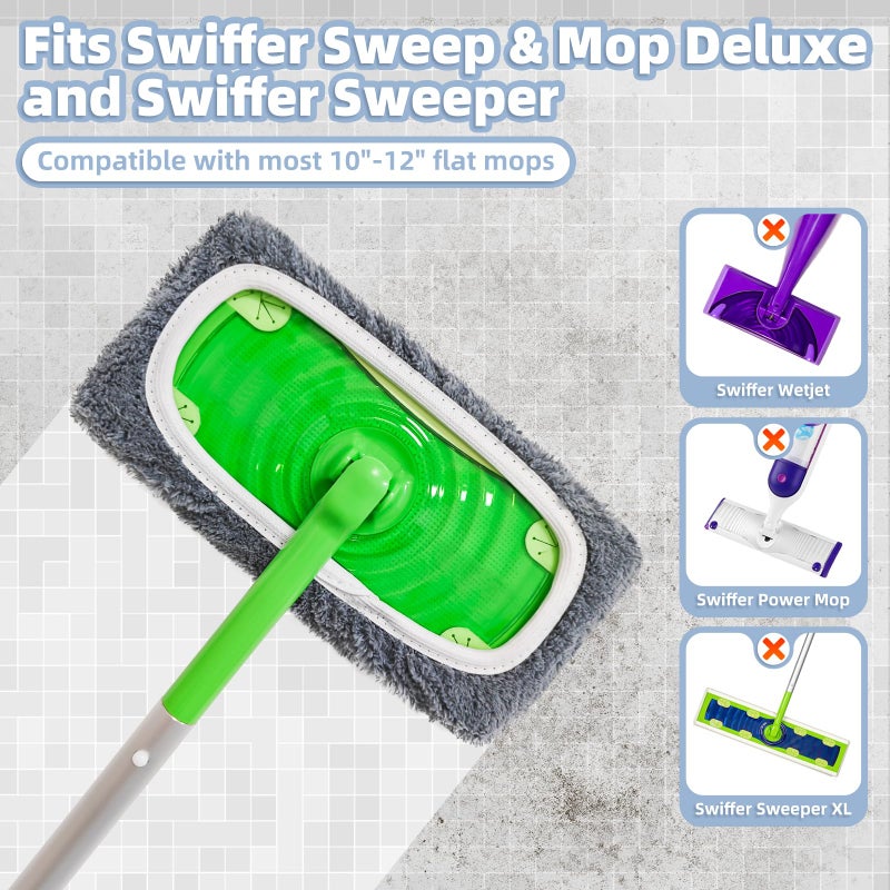 LOVECO Reusable Dry Sweeping Cloths Microfiber Wet Pads Refill Compatible with Swiffer Sweeper Mop, Machine Washable Sweeping Mop Pads for Use on All Sealed Floors - Stone, Hardwood, Laminate & Tile (6 Grey) - Image 2