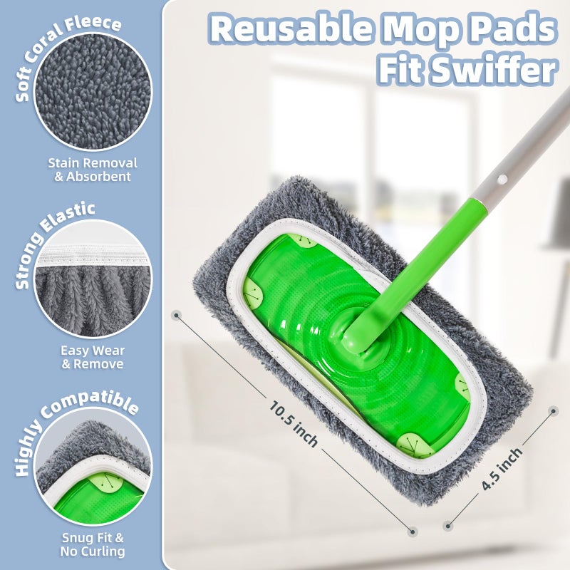 LOVECO Reusable Dry Sweeping Cloths Microfiber Wet Pads Refill Compatible with Swiffer Sweeper Mop, Machine Washable Sweeping Mop Pads for Use on All Sealed Floors - Stone, Hardwood, Laminate & Tile (6 Grey) - Image 3