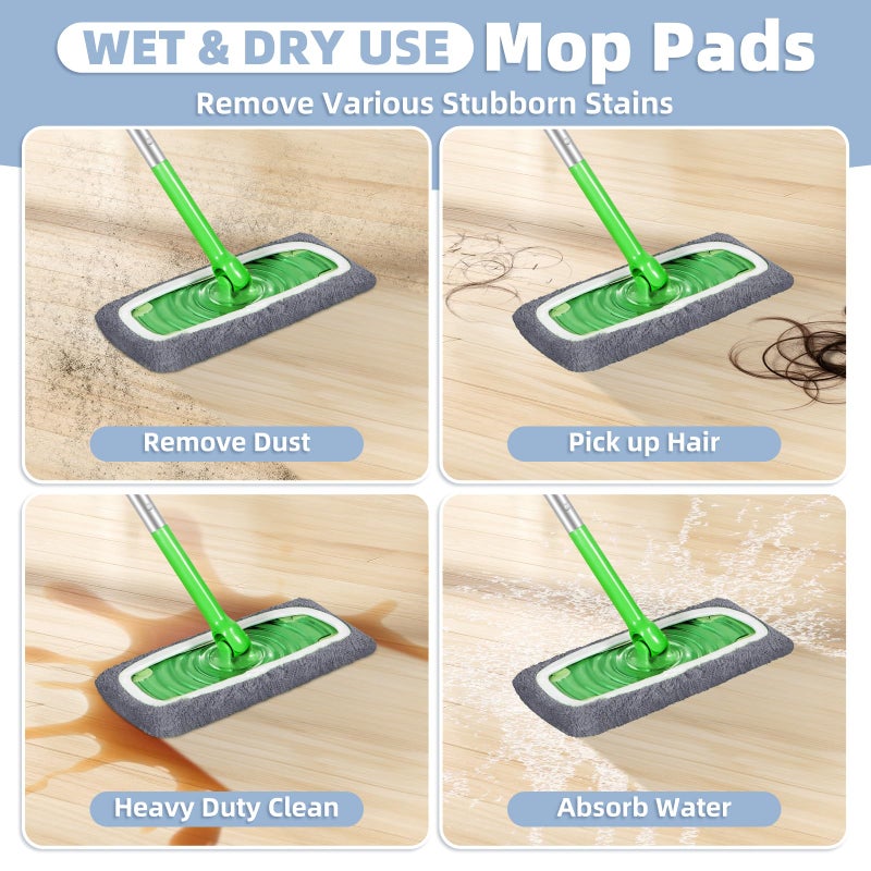 LOVECO Reusable Dry Sweeping Cloths Microfiber Wet Pads Refill Compatible with Swiffer Sweeper Mop, Machine Washable Sweeping Mop Pads for Use on All Sealed Floors - Stone, Hardwood, Laminate & Tile (6 Grey) - Image 4