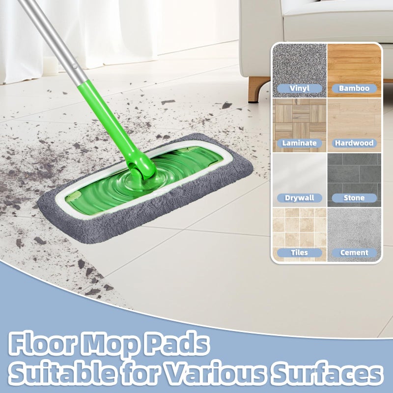 LOVECO Reusable Dry Sweeping Cloths Microfiber Wet Pads Refill Compatible with Swiffer Sweeper Mop, Machine Washable Sweeping Mop Pads for Use on All Sealed Floors - Stone, Hardwood, Laminate & Tile (6 Grey) - Image 5