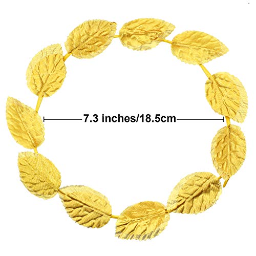 meekoo 6 Pieces Gold Laurel Crown Wreath Greek Leaf Headband Toga Party Roman Headpiece Goddess Costume for Women Men Halloween Emperor Headwear, Circlet 7.3 Inches in Diameter - Image 2