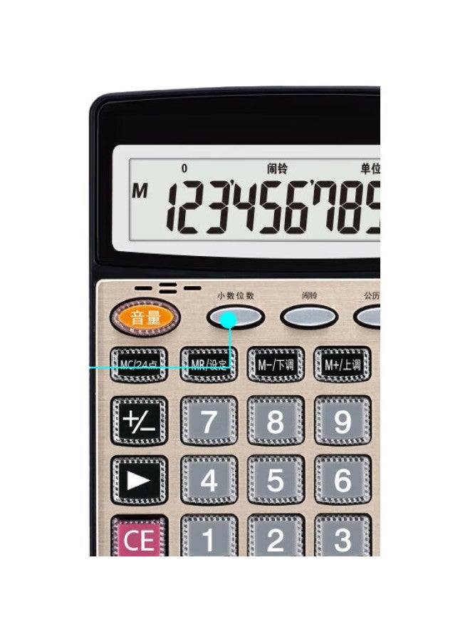 Deli [Super Popular] 12-Digit Metal Panel Voice Calculator, Large Crystal Buttons, Large Screen Financial Calculator, Office Supplies, Medium Size, Champagne Gold 33560 - Image 2
