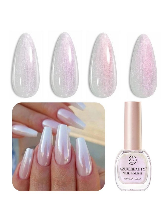 AZUREBEAUTY - AZUREBEAUTY Vegan Shine White Nail Polish, Glitter Pearl White Quick Dry Complete Natural Super Lustrous Nail Enamel Polish,Professional for Nail Art DIY Manicure and Pedicure at Home - Image 1
