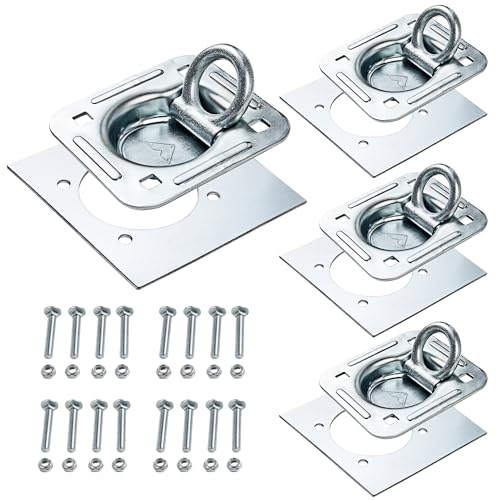 Lonffery 4 Pack Recessed D-Ring Tie Down Anchors (6,000 lb. Capacity), Heavy Duty Kit for Trailer or Deliveries - Image 1