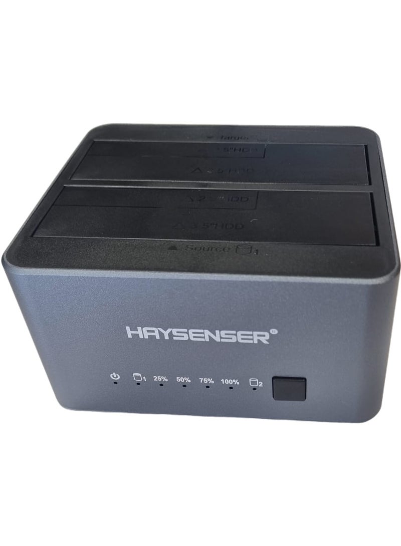 Haysenser Dual Bay HDD Dock USB-C 3.2 – 2.5/3.5” SATA SSD/HDD, 6Gbps, 20TB, Offline Clone - Image 2