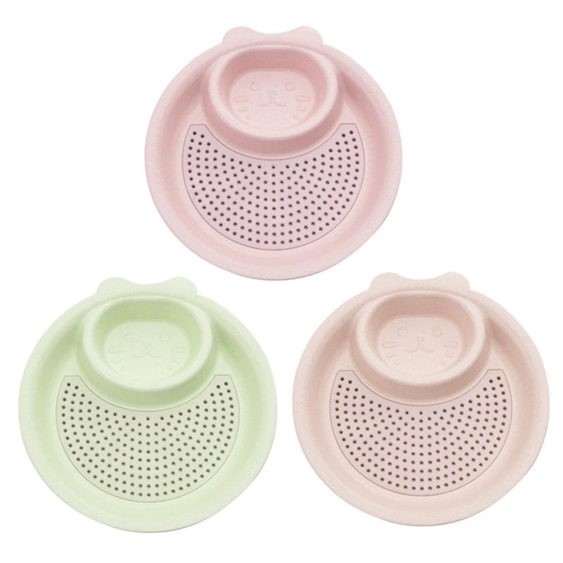 SUPVOX 3 Piece Dumpling Tray Set Wheat Straw Nordic Pink Beige Green - Image 2