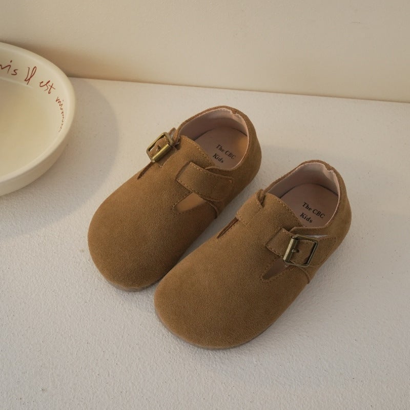 Single Children'S Casual Bean Shoes Soft Sole Spring And Milk Shoes Joker Small Leather Shoes Bogon Shoes Baby Shoes - Image 1