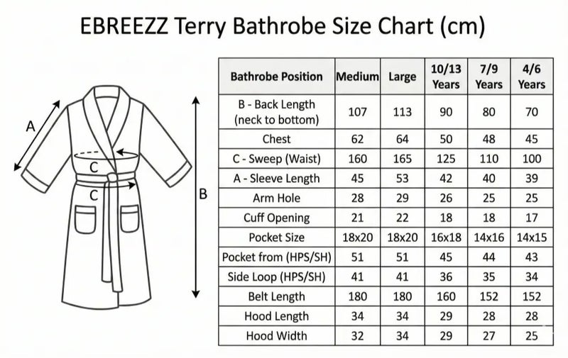 EBREEZZ Premium Terry Cotton Bathrobe with Hood – 350 GSM Ultra Soft Absorbent Robe - Image 2