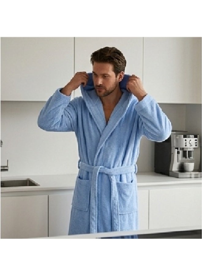 EBREEZZ Premium Terry Cotton Bathrobe with Hood – 350 GSM Ultra Soft Absorbent Robe - Image 3
