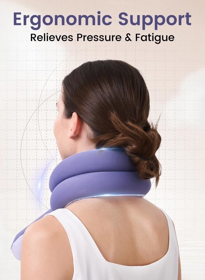 KPNEOL وسادة سفر، وسادة عنق – وسادة ميموري فوم مريحة للطائرة، قابلة للتعديل وخفيفة الوزن للغاية مع قماش مزدوج الجوانب للاستخدام في الرحلات والسيارة والمكتب (بنفسجي) - Image 3