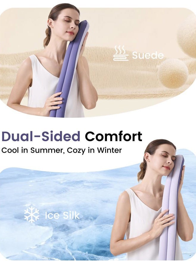 KPNEOL وسادة سفر، وسادة عنق – وسادة ميموري فوم مريحة للطائرة، قابلة للتعديل وخفيفة الوزن للغاية مع قماش مزدوج الجوانب للاستخدام في الرحلات والسيارة والمكتب (بنفسجي) - Image 4