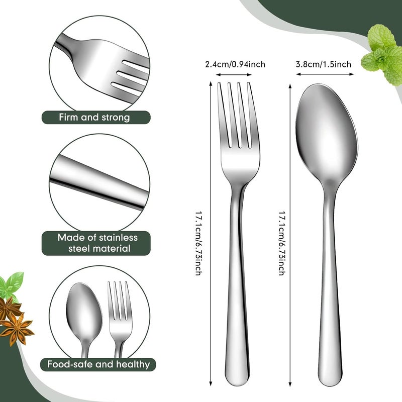 BBTO 100 Pcs Forks and Spoons Silverware Set Bulk Stainless Steel Flatware Cutlery Set 6.7'' Kitchen Utensils for Home Restaurant 50 Dinner Fork, 50 Teaspoon, Mirror Polished, Dishwasher Safe - Image 2