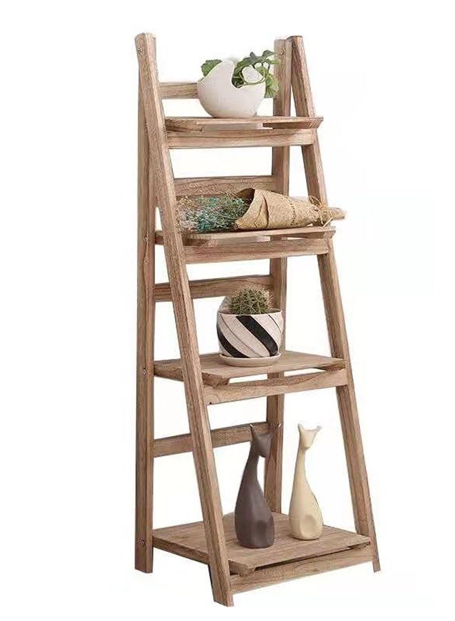 لينجوي حامل زهور خشبي قابل للطي بأربع طبقات، رائع لعرض النباتات المحفوظة في الأصص، ورفوف الكتب، ورفوف الزهور، والديكور الداخلي/الخارجي للمنزل - Image 5