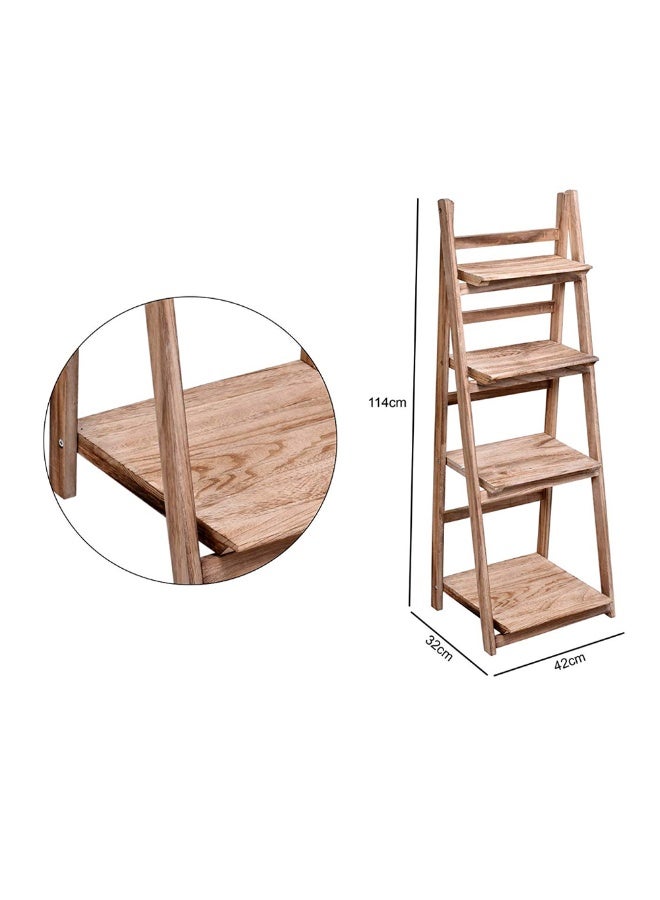 لينجوي حامل زهور خشبي قابل للطي بأربع طبقات، رائع لعرض النباتات المحفوظة في الأصص، ورفوف الكتب، ورفوف الزهور، والديكور الداخلي/الخارجي للمنزل - Image 4