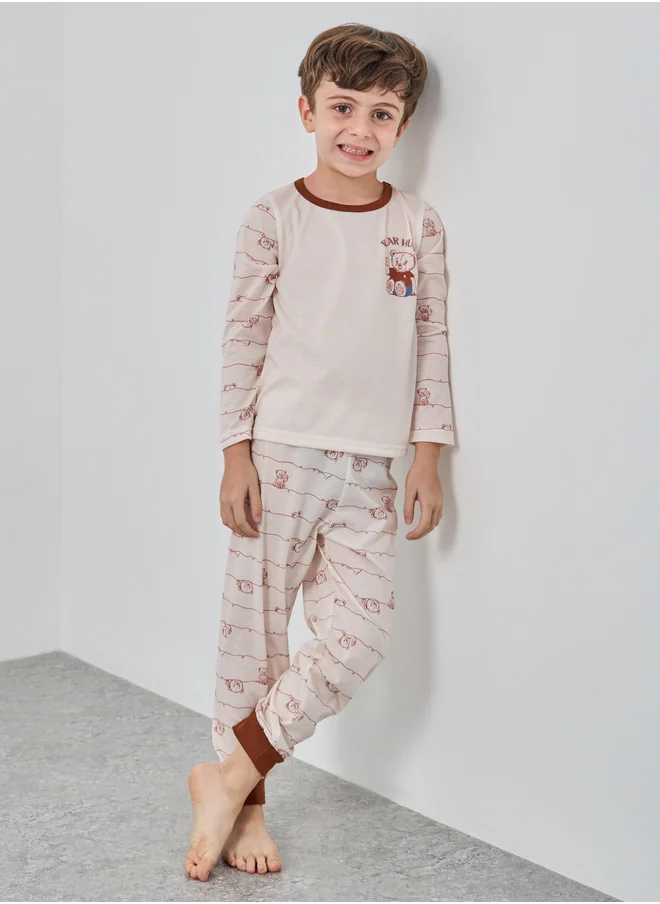 Styli Styli Printed Long Sleeve T-Shirt and Jogger Pyjama Set