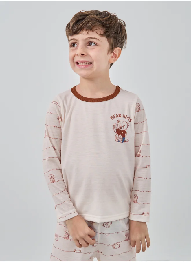 Styli Styli Printed Long Sleeve T-Shirt and Jogger Pyjama Set