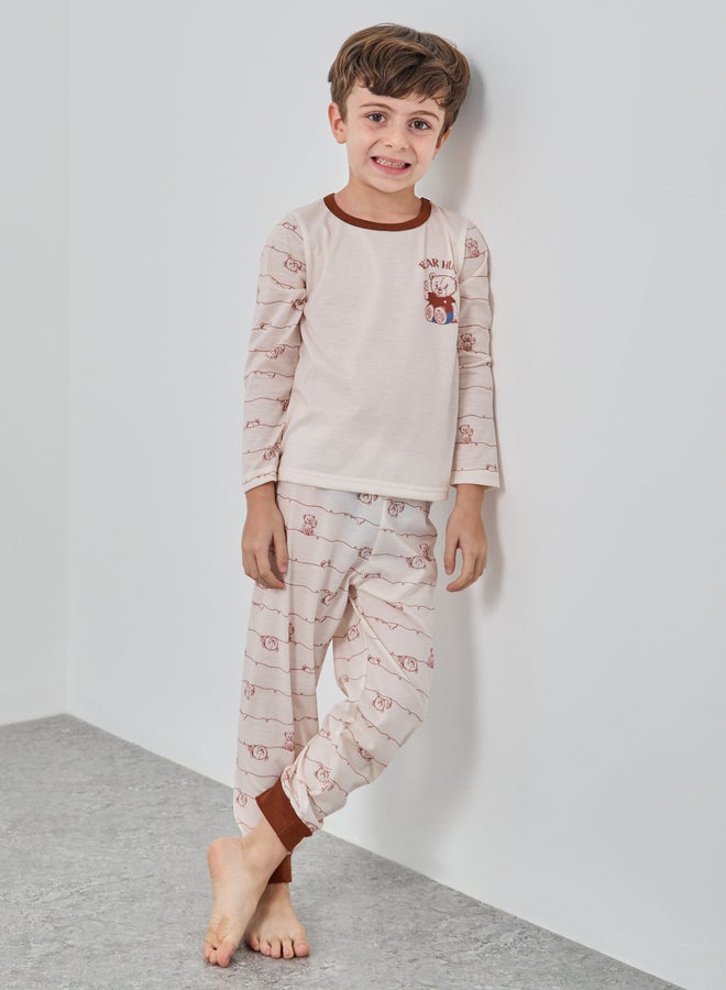 Styli Styli Printed Long Sleeve T-Shirt and Jogger Pyjama Set  - Image 1