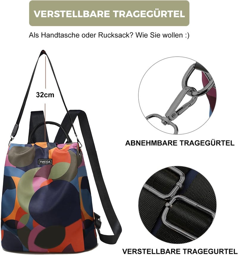 Fmeida Waterproof Fashion Backpack Purse for Women Anti Theft Womens Classical Daypack Travel Nylon Oxford Shoulder Bag - Image 5