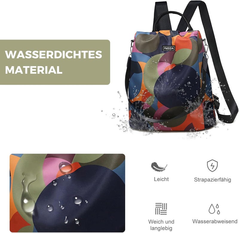 Fmeida Waterproof Fashion Backpack Purse for Women Anti Theft Womens Classical Daypack Travel Nylon Oxford Shoulder Bag - Image 4