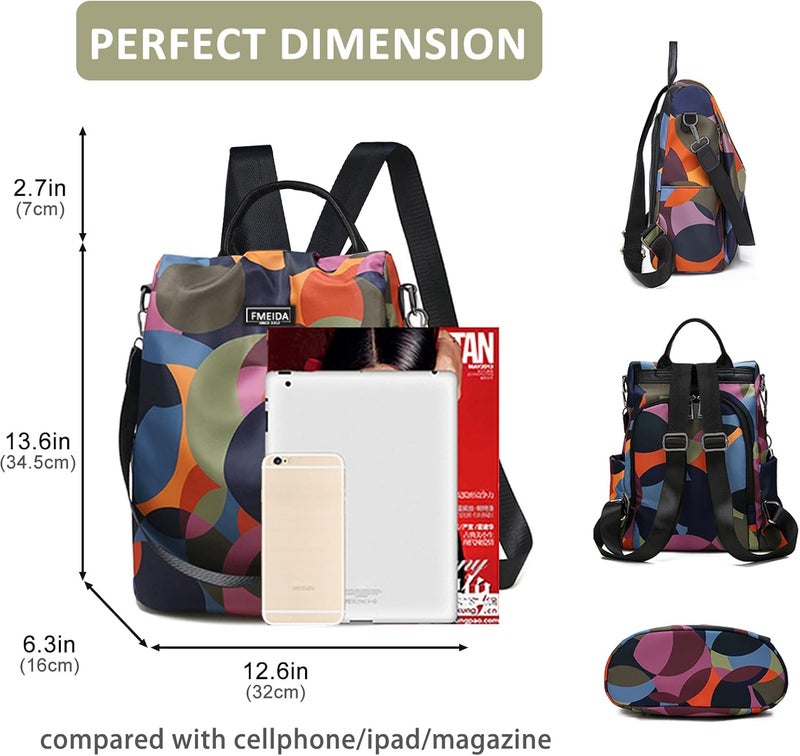 Fmeida Waterproof Fashion Backpack Purse for Women Anti Theft Womens Classical Daypack Travel Nylon Oxford Shoulder Bag - Image 3