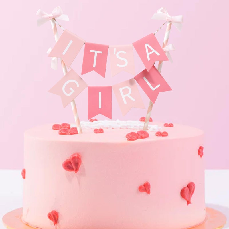 Agkvw It Is a Girl Cake Topper - Gender Reveal Party Decoration, Pink Itâ€™ s a Girl Paper Straw CakeTopper, Baby Shower Cake Topper, BabyGirl Baby Shower Decor - Image 4