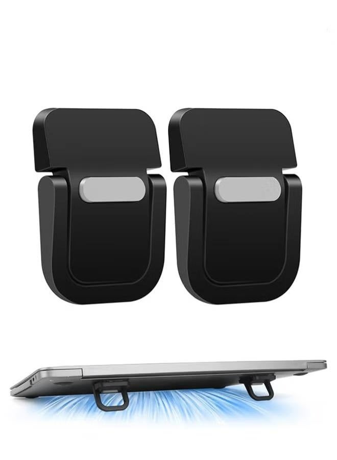 Generic 2PCS Portable Keyboard Riser, Self-Adhesive Mini Laptop Stand Invisible Computer Keyboard Stand for Desk, Foldable Laptop Feet with Anti-slip Silicone (Black).mini laptop feet  - Image 1