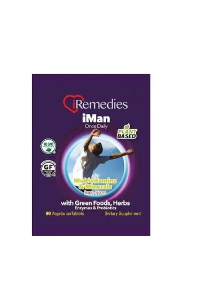 iRemedies IRemedies iMan Mutivitamins 90 Vegan Tablets  - Image 1