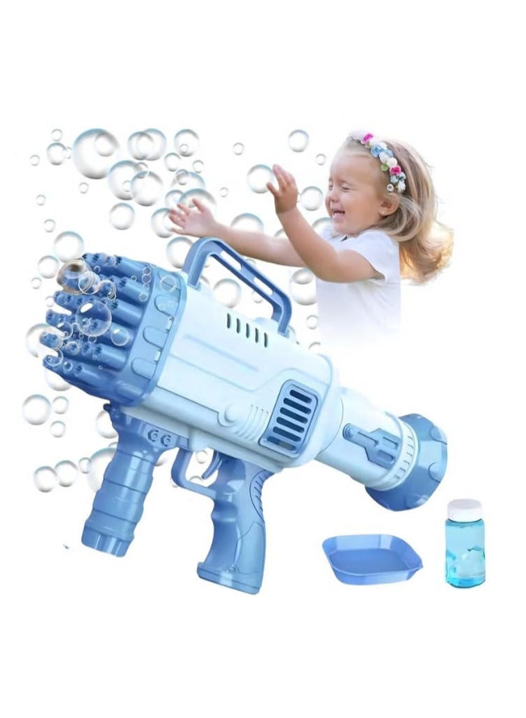 32 Hole Bubble Gun for Kids | High Capacity Bubble Gun with Solution | Ultimate Bubble Fun Maker (Blue) - Image 1
