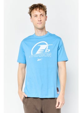 Reebok Men Sportswear Fit Short Sleeves Training T-Shirt, Blue  - Image 1