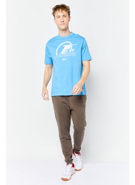 Reebok Men Sportswear Fit Short Sleeves Training T-Shirt, Blue  - Image 3