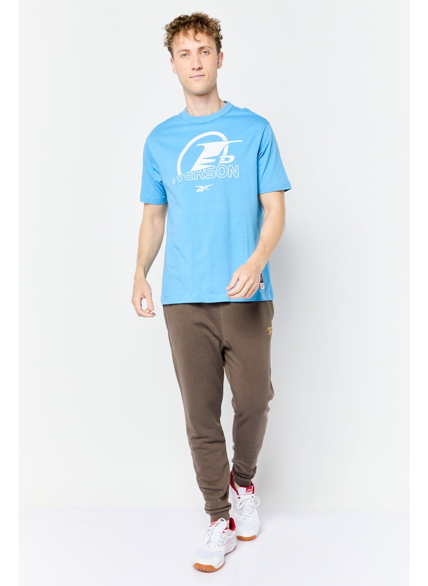 Reebok Men Sportswear Fit Short Sleeves Training T-Shirt, Blue  - Image 3