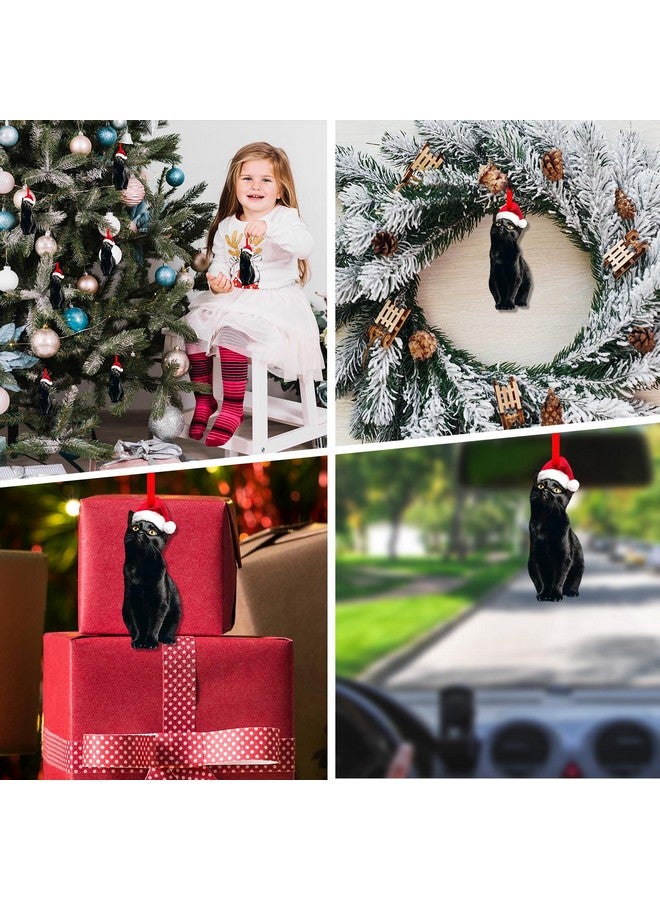 SICOHOME Black Cat Christmas Ornament - Acrylic Realistic Black Cat Ornaments for Christmas Tree Pet Christmas Ornament Black Cat Gifts for Women (2D) - Image 4