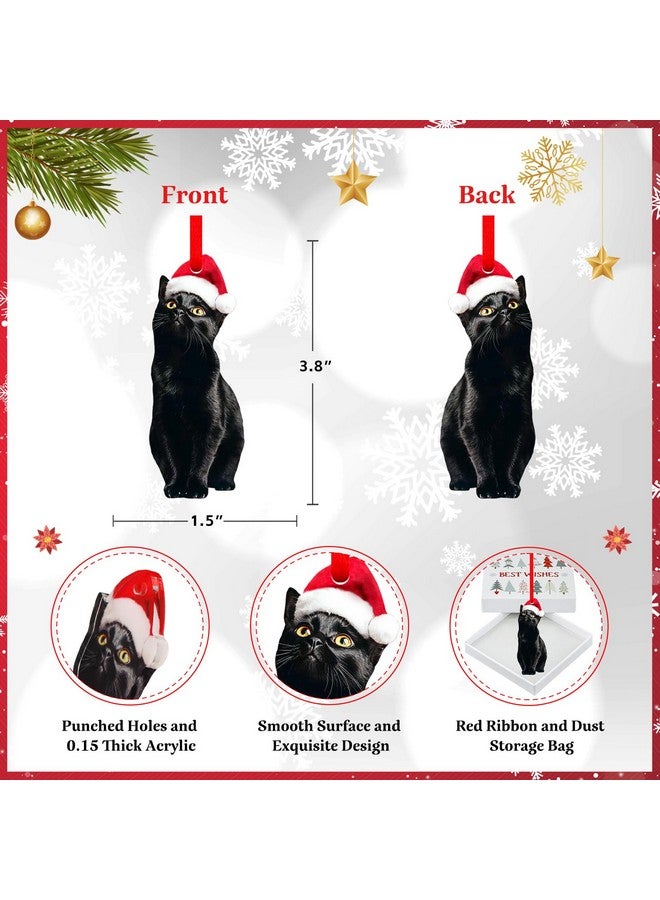 SICOHOME Black Cat Christmas Ornament - Acrylic Realistic Black Cat Ornaments for Christmas Tree Pet Christmas Ornament Black Cat Gifts for Women (2D) - Image 5