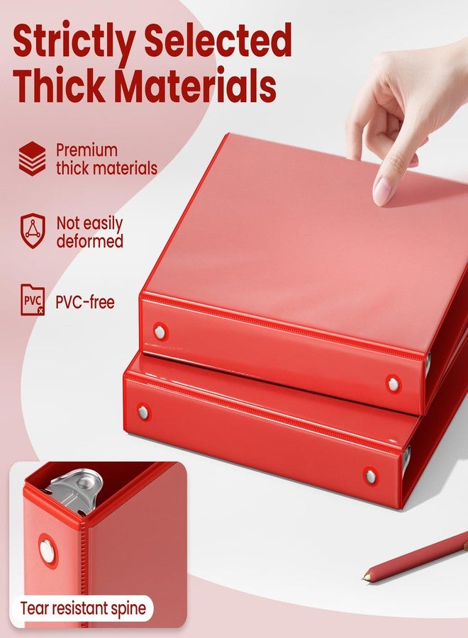 SUNEE 1 Inch Binders 3 Ring 6 Pack, Clear View Three Ring Binders PVC-Free (Fit 8.5x11 Inches) for School Binder or Office Binder Supplies, Classic 6 Colors - Image 4