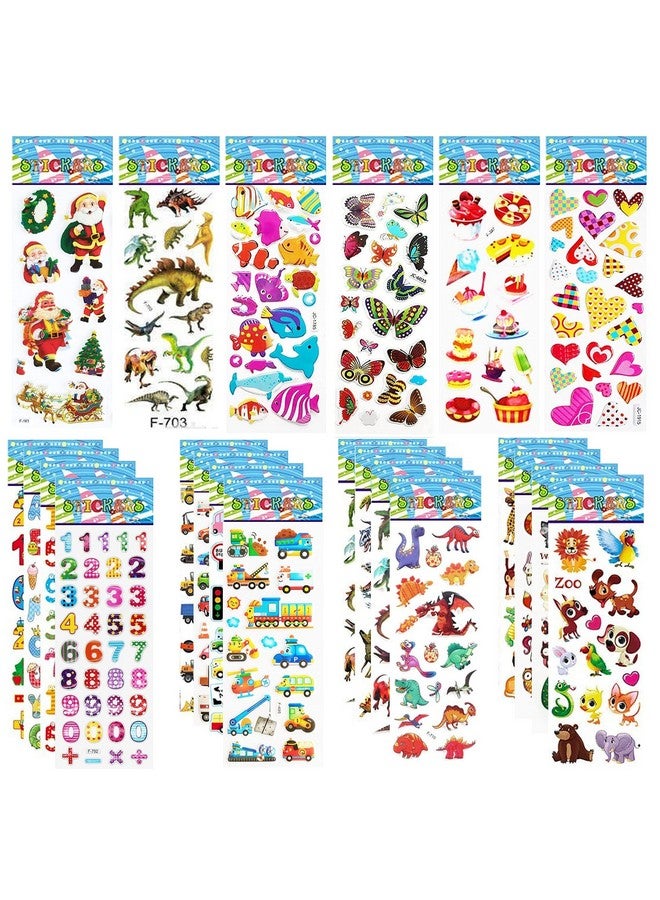 رويالز ملصقات رويالز ثلاثية الأبعاد منفوخة للأطفال، تصميمات متعددة، 300 ملصق، (20 ورقة)، ملصقات كرتونية منفوخة من البولي فينيل كلوريد، ملصقات لطيفة ومضحكة للأطفال على شكل هدايا ذاتية اللصق - Image 1
