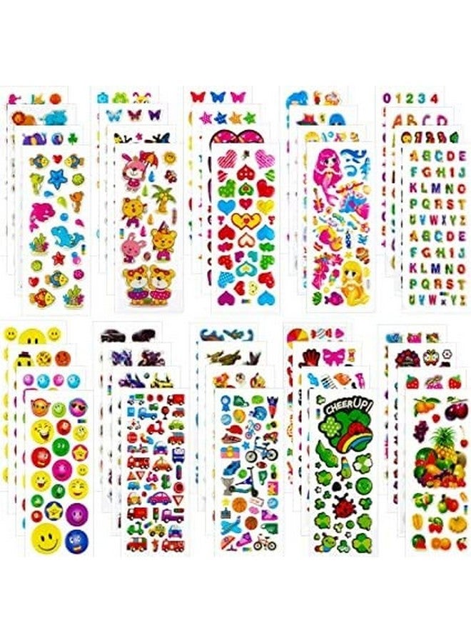 رويالز ملصقات رويالز ثلاثية الأبعاد منفوخة للأطفال، تصميمات متعددة، 300 ملصق، (20 ورقة)، ملصقات كرتونية منفوخة من البولي فينيل كلوريد، ملصقات لطيفة ومضحكة للأطفال على شكل هدايا ذاتية اللصق - Image 4